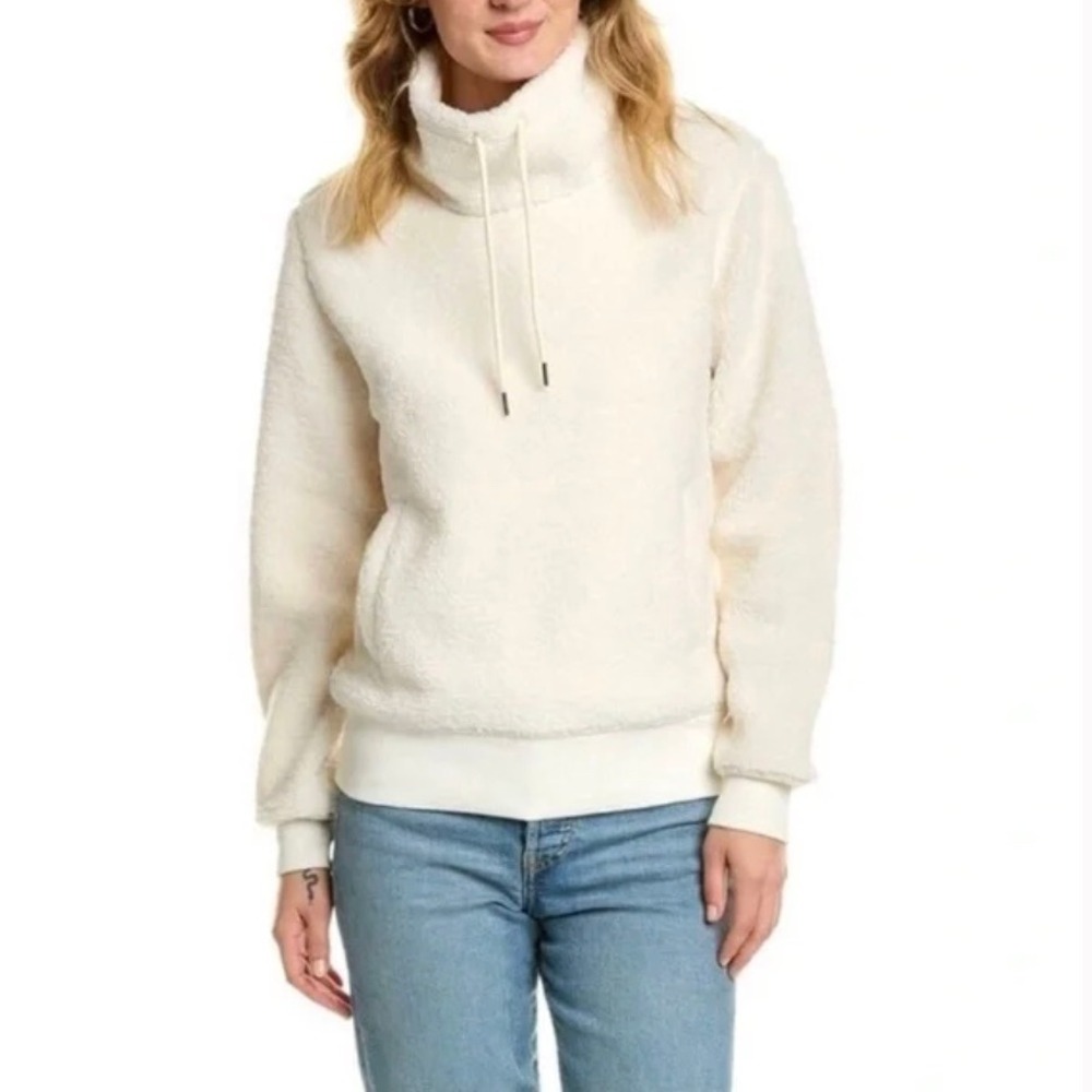 Brooks Brothers Cream Teddy Sherpa‎ Fleece Shawl Collar Sweatshirt Pullover L